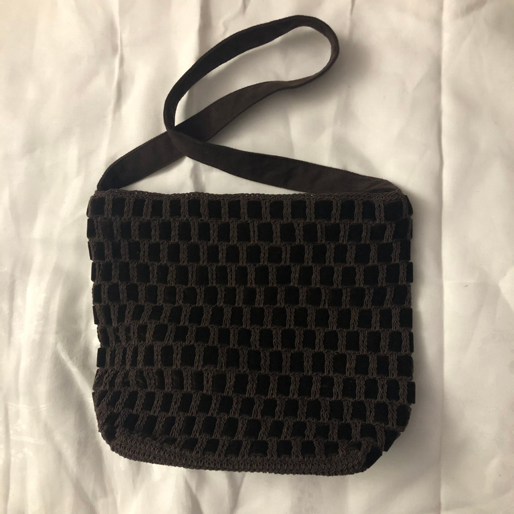 Liz Claiborne Crochet Velvet Lace Shoulder Purse